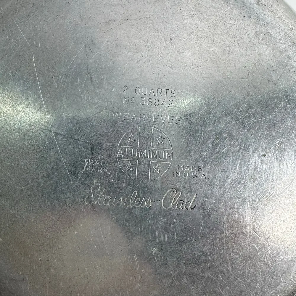 Lot of 3 Vtg MCM Wear-Ever/Faberwear Aluminum Pots Pan Skillet Copper Lids